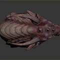 Mythical Pink Dragon Character Head With Scales Horns And Yellow Eyes