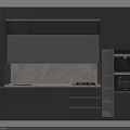 Modern Kitchen Furniture Interior With Grey Cabinets Marble Countertop Built In Appliances And Strip Lighting