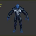 Venom 3D Character With Muscular Build Black Appearance And White Spider Symbol