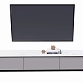 Modern White TV Stand With Marble Top Drawers TV Above Books And Decorative Items