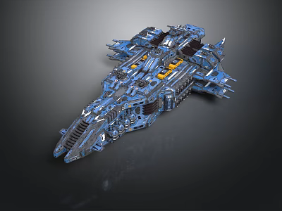 Futuristic Blue Watercraft With Advanced Mechanical Structure And Detailed Design 3d model