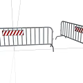 Portable Metal Safety Fences With Red White Striped Warning Signs