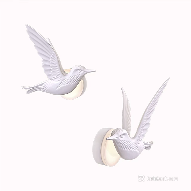 White Bird Shaped Wall Lamps Decorative Lighting Fixture Mounted on Home Wall 3d model 