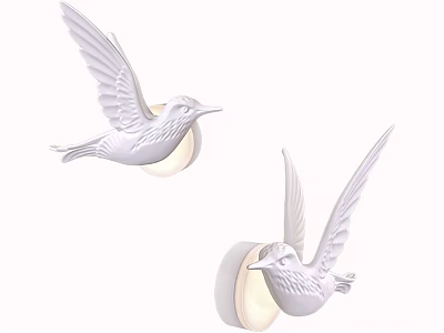 White Bird Shaped Wall Lamps Decorative Lighting Fixture Mounted on Home Wall 3d model