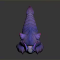 3D Render Fantasy Character And Mythical Creature With Purple Pink Horns Glowing Eyes Scaled Body