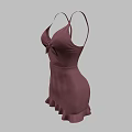 Dark Brown Spaghetti Strap Dress With Bow Detail And Ruffled Hem