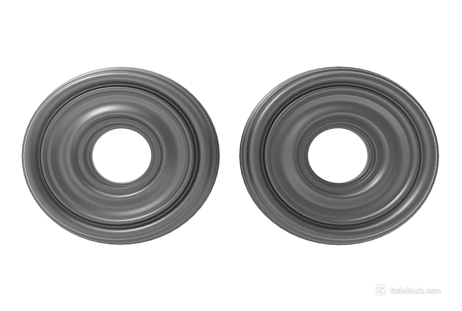 Pair of Grey Round Carved Decorative Ornaments With Intricate Design For Home Decor 3d model 