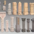 Pillar European Column Palace Stone Column 3d model