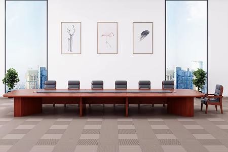 Modern Conference Table and Chair Conference Table Conference Chair Accessories 3d model