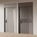 Modern Security Doors Featuring Vertical Stripes Two Tone Finish and Secure Lock System 3d model