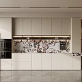 Modern Kitchen With White Cabinets Marble Countertop And Built In Appliances