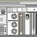 Various Types Of Modern Design Air Conditioners And Fans Wall Mounted Floor Standing Portable Units