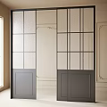 Modern Interior Sliding Doors Design With Glass Panels And Gray Frames 3d model