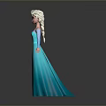 3D Animated Character With Blonde Hair Blue Dress And Outstretched Arms