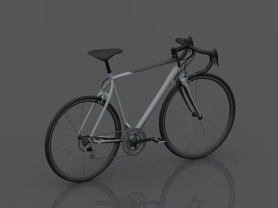 Modern Road Bike With Sleek White Black Frame Drop Handlebars And Reflection On Smooth Surface 3d model