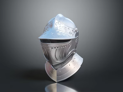 Medieval Knight Helmet With Decorative Metal Armored Design For Historical Warriors 3d model