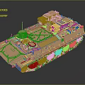 Detailed 3D Rendered Golden Tank Model With Tracks Turret And Top Equipment