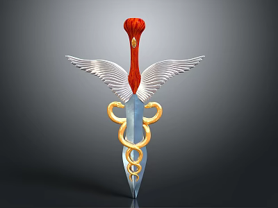 Ornate Decorative Equipment With Red Head White Wings And Golden Snake Design 3d model