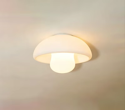 Mushroom Shaped White Ceiling Light with Simple Modern Design and Soft Illumination 3d model