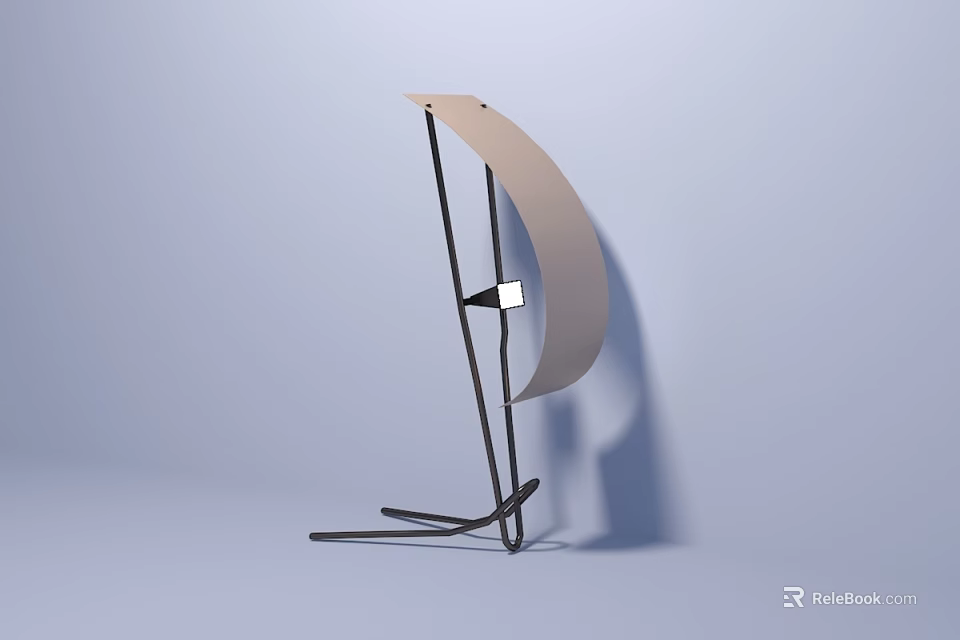 Modern Minimalist Table Lamp With Curved Shade And Black Metal Stand 3d model 