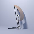 Modern Minimalist Table Lamp With Curved Shade And Black Metal Stand