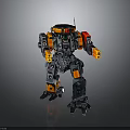 Game And Movie Character Detailed Sci Fi Robot With Mechanical Armor Orange Black Joints