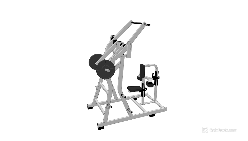 Seated Strength Training Fitness Equipment with Metal Frame Adjustable Seat and Weight Plates 3d model 
