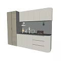 Modern White Sideboard With Glass Door Cabinet LED Lighting And Decorative Items