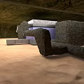 Rock Structures Interior Featuring Sandy Floor White Cube And Gray Cabinets 3d model