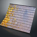 Inclined Textured Striped Board With Yellow Orange Spots On Dark Background