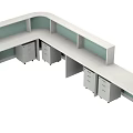 Modern Reception Desk With Light Green Surface And White Curved Trim 3d model