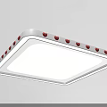 Modern Square and Round Ceiling Lights with White Frame Red Decorative Dots and Illuminated Panel 3d model
