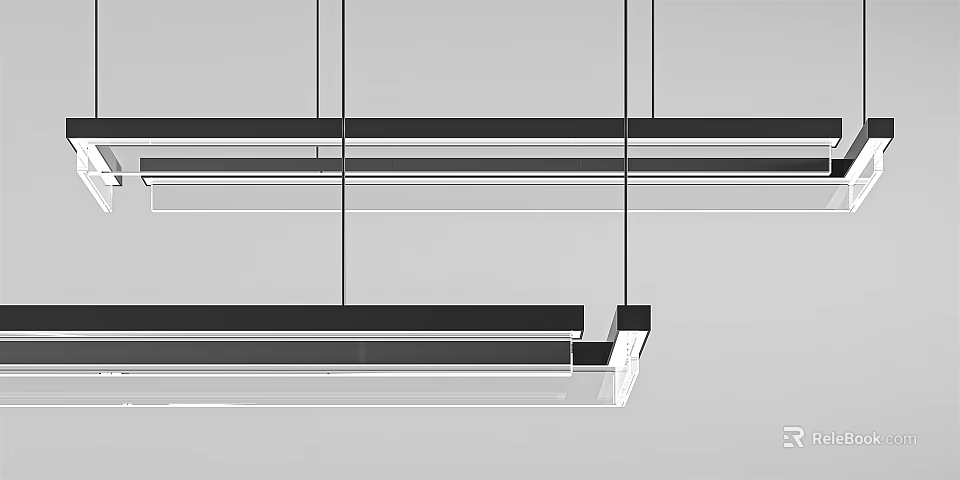 Modern Linear Pendant Light With Black And White Strip Design For Kitchen Interior 3d model 