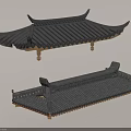 Traditional Chinese Roof Structure Design With Curved Eaves And Tile Details