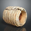 Ancient Textured Broken Clay Tube With Ringed Surface And Architectural Design 3d model
