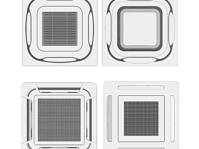 Various Modern Air Conditioner Vents With Grid Patterns And Frame Designs 3d model
