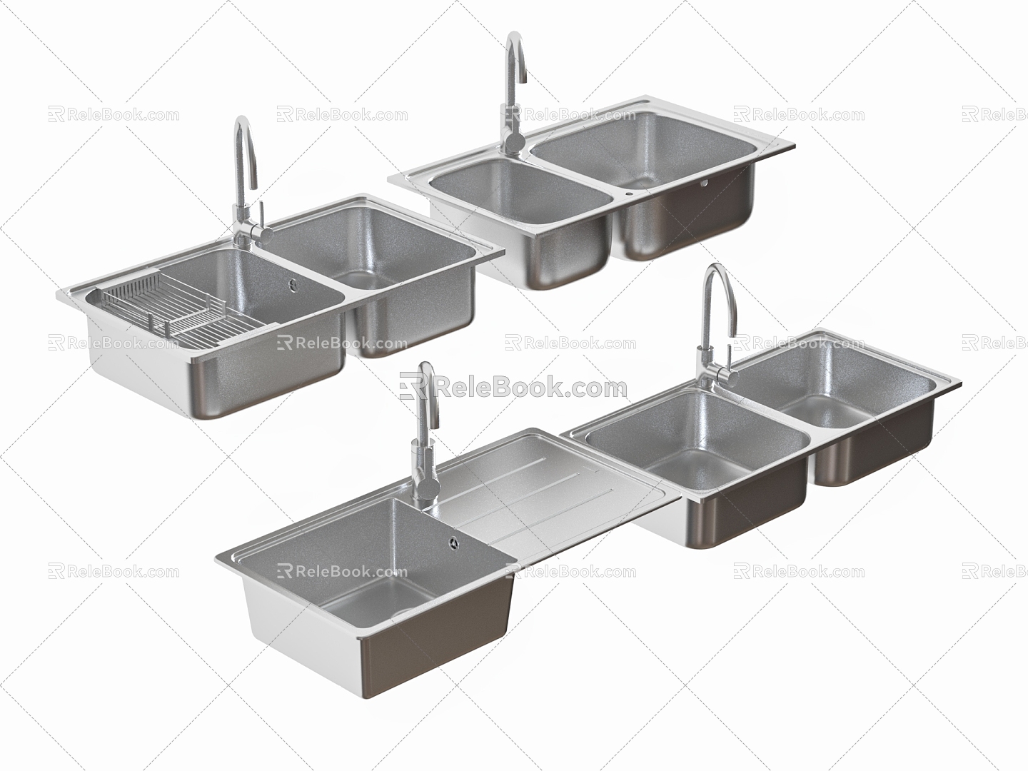 Modern sink vegetable basin embedded sink faucet 3d model