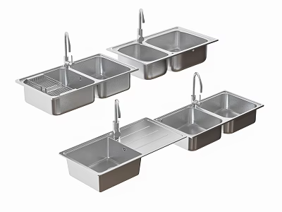 Modern Stainless Steel Kitchen Sink With Double Bowl Single Bowl Drainer And Workstation Design 3d model