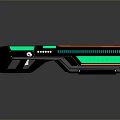 Futuristic Sci Fi Weapon with Green and Orange Glowing Strips and Tech Inspired Design