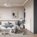 Modern Children's Bedroom Interior With Toys Bed And Desk