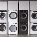 Modern Stackable Front Load Washing Machines In White And Black Designs 3d model