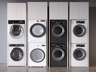 Smart Washer Dryer Combination Drum Washer Dryer Washer Cabinet Household Appliances Equipment 3d model