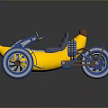 Banana Shaped Yellow Motorcycle With Blue Wheels Brown Frame Creative Design 3d model