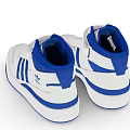 Adidas Classic High Top Shoes With White And Blue Three Stripes Design
