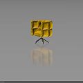 Stylish Modern Yellow Chair With Puffy Block Design And Metallic Spider Legs For Contemporary Interior