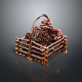 Handwoven Twig Basket With Square Shape Holding Edible Pinecones As Natural Food