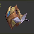 Fantasy Orange And Gold Weapon With Blue Gem And Spiked Design