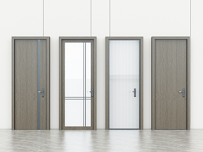 Modern swing door interior door combination bedroom door bathroom Changhong glass door simple door 3d model