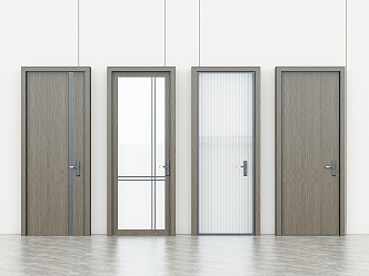 Modern swing door interior door combination bedroom door bathroom Changhong glass door simple door 3d model