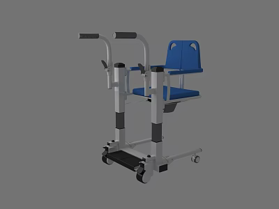 Medical Device Mobility Walker With Padded Seat And Four Wheels For Patient Support 3d model